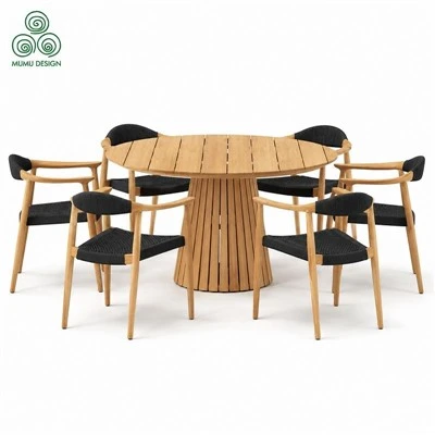 Buiten massief houten tafel