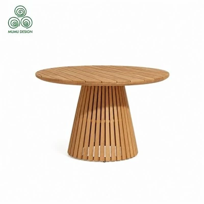 Ronde salontafel van teakhout voor buiten